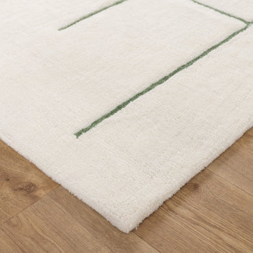 Highlands Abstract Olive Lines Washable Wool Rug