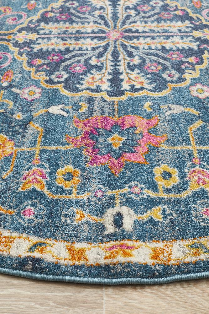 Babylon 209 Navy Round Rug