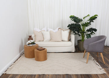 Diego Ornamental Beige Wool Rug - DIEG03