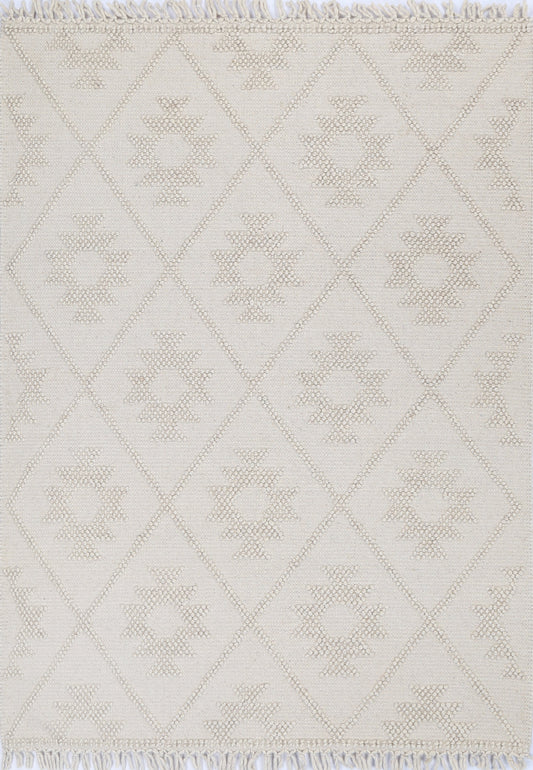 Diego Geometric Beige Wool Rug - DIEG04