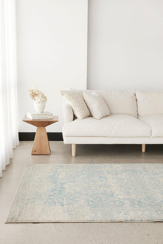 Evoke Glacier White Blue Transitional Rug