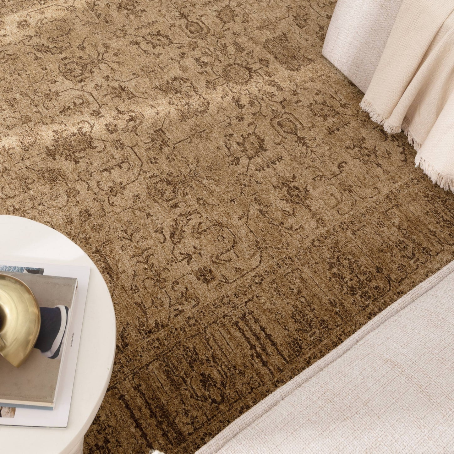 Heritage Distressed Border Mustard Rug - H105