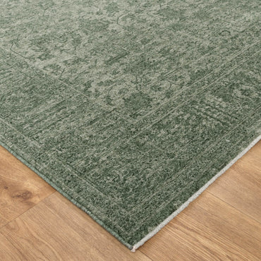 Heritage Distressed Border Green Rug - H107