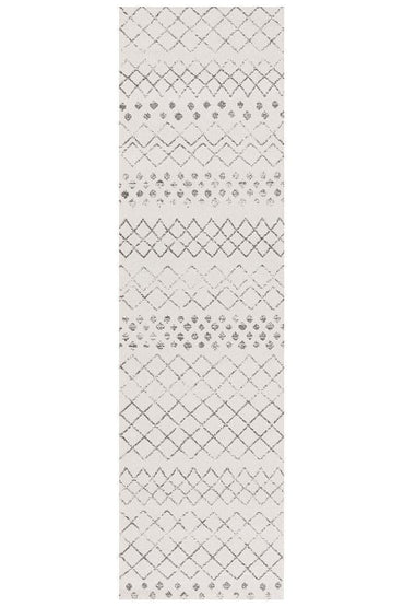 Oasis Selma White Grey Tribal Runner Rug