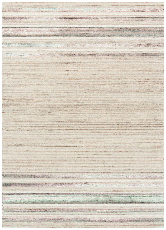 Praia Multi Stripe Beige Grey Wool Rug