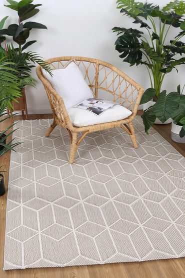 Vanuatu Maemae Beige Geometric Flatweave Rug