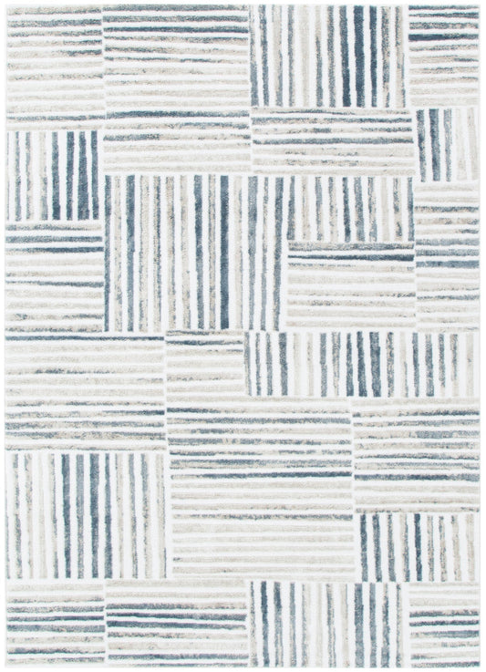 Wellington Geometric Lines Blue Rug - W002