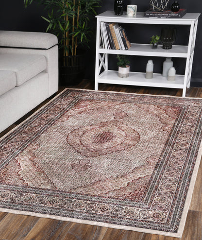 Angelic Medallion Red Non-Slip Rug - ANGE04