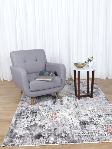 Almeras Distressed Watercolour Grey Multi Rug