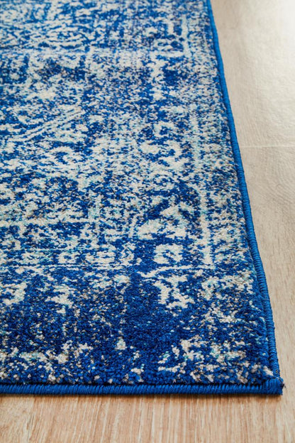Evoke Contrast Navy Transitional Runner Rug