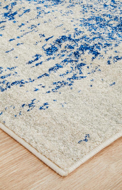 Evoke Horizon White Navy Transitional Runner Rug