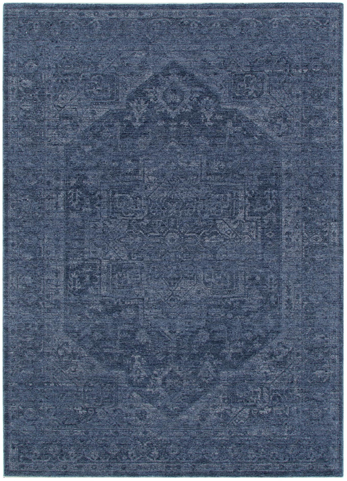 Heritage Distressed Medallion Blue Rug - H104