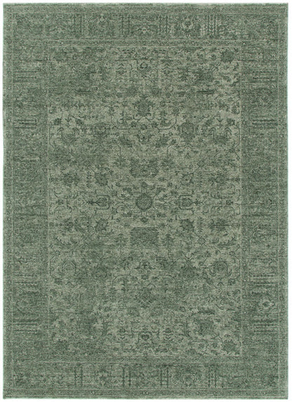 Heritage Distressed Border Green Rug - H107