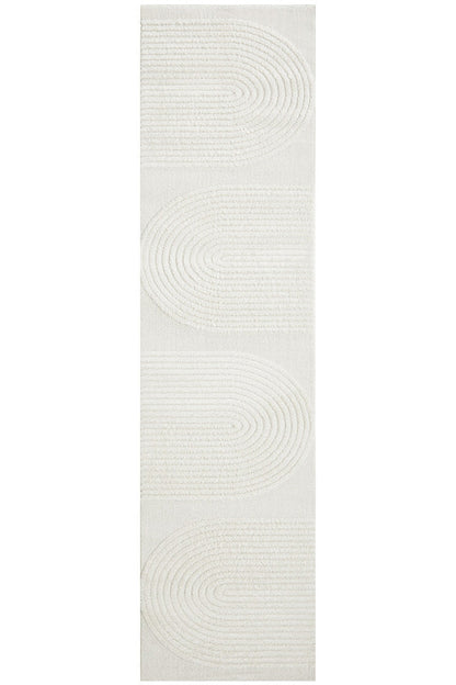 Lotus Abbey White Runner Rug